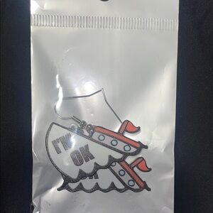 Elegant Red and White Earrings with Bold Design